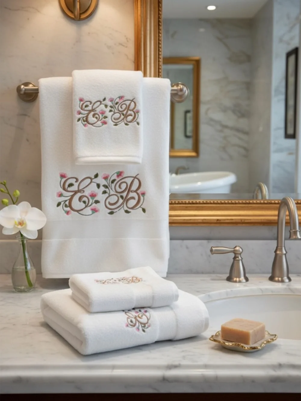 Personalized Embroidered Luxurious Bath Towel set 4 Monogrammed New